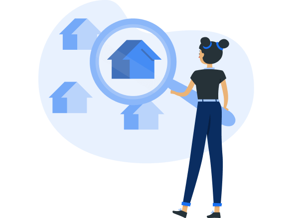 vector image of an woman searching for real estate services